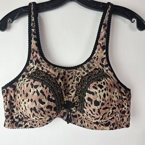 Animal Leopard Print Wireless Embroidered Bra Size 44‎ Comfort Everyday